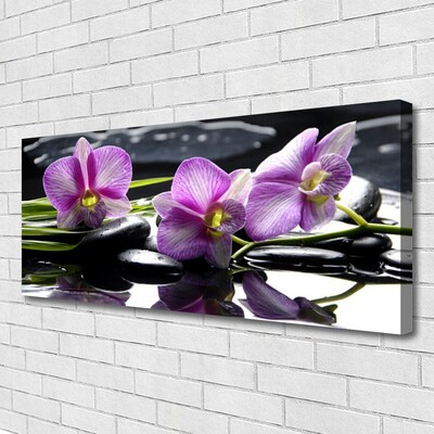 Canvas print Flower stones floral pink black