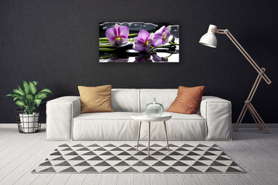 Canvas print Flower stones floral pink black