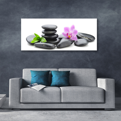 Canvas print Flower stones art pink black