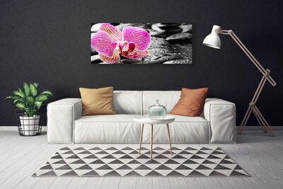 Canvas print Flower stones floral pink black