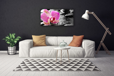 Canvas print Flower stones floral pink black