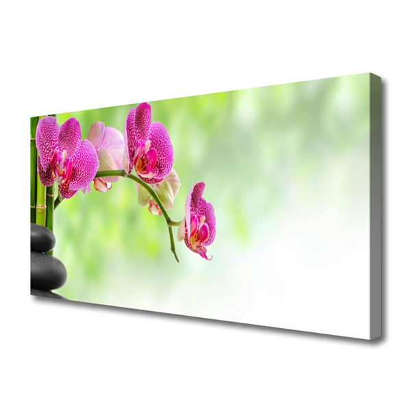 Canvas print Flower stones floral red black