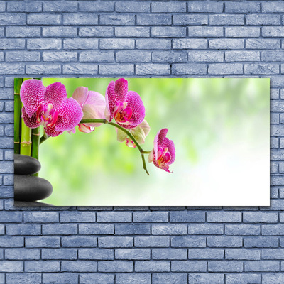 Canvas print Flower stones floral red black