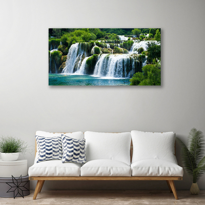 Canvas print Waterfall nature blue white
