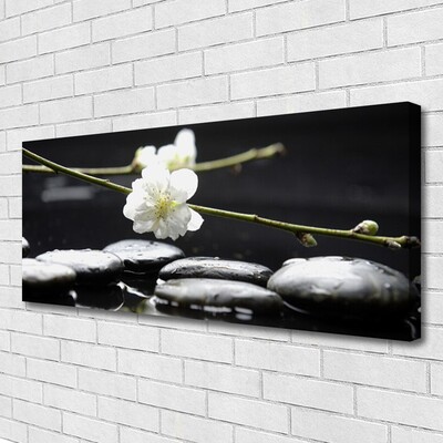 Canvas print Flower stones art white black