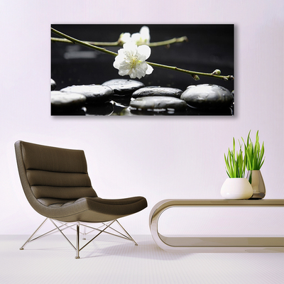 Canvas print Flower stones art white black