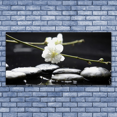 Canvas print Flower stones art white black