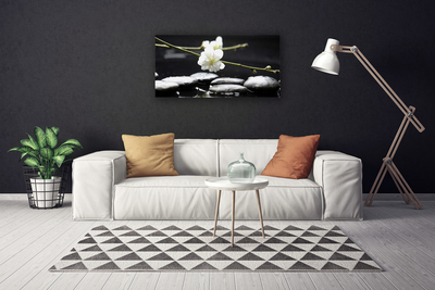 Canvas print Flower stones art white black