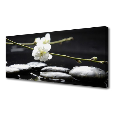 Canvas print Flower stones art white black