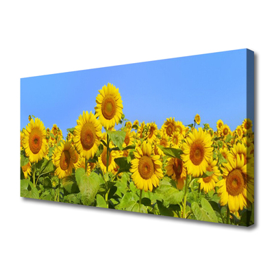 Canvas print Sunflowers floral yellow green