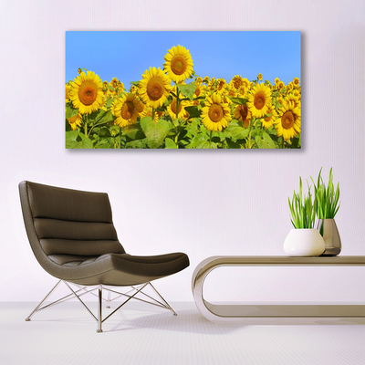 Canvas print Sunflowers floral yellow green