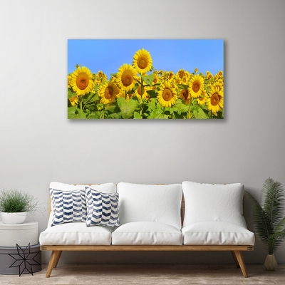 Canvas print Sunflowers floral yellow green