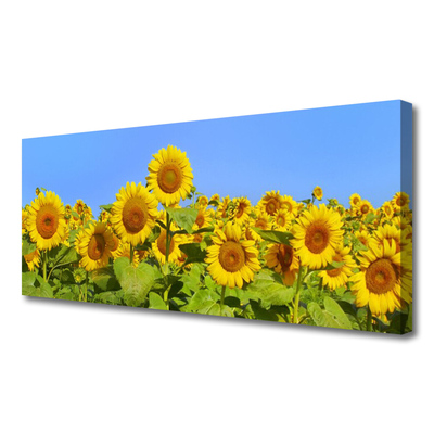 Canvas print Sunflowers floral yellow green