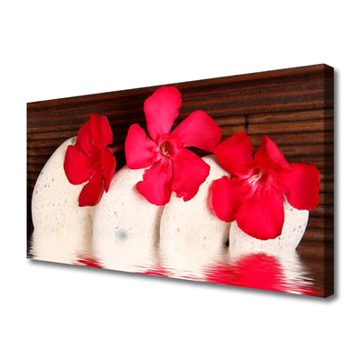 Canvas print Flower stones floral red white