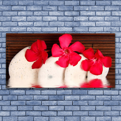 Canvas print Flower stones floral red white