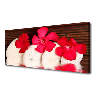 Canvas print Flower stones floral red white