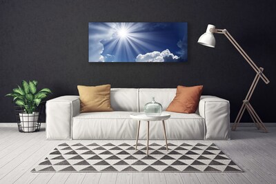 Canvas print Sun landscape blue white