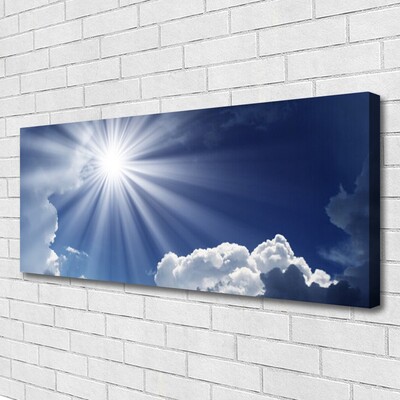 Canvas print Sun landscape blue white