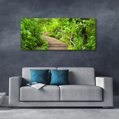 Canvas print Stairs nature brown green