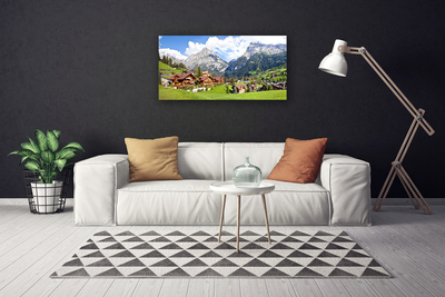 Canvas print Houses mountain landscape brown grey white