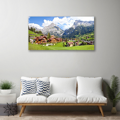 Canvas print Houses mountain landscape brown grey white