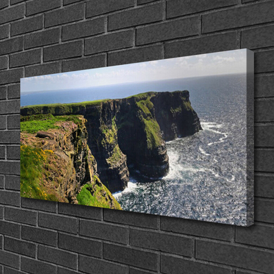 Canvas print Rock sea landscape brown green blue