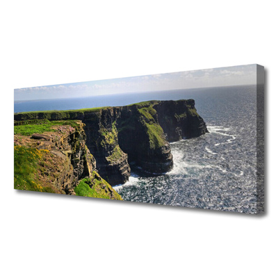 Canvas print Rock sea landscape brown green blue