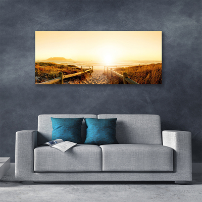 Canvas print Footpath landscape green yellow brown