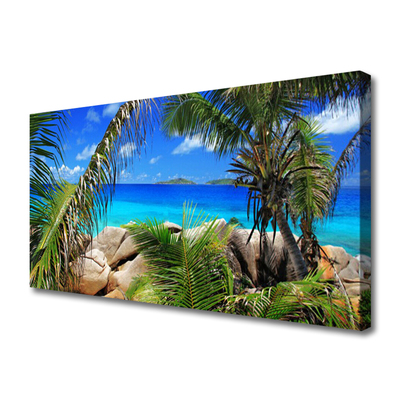 Canvas print Rocky leaves landscape brown green