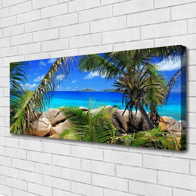 Canvas print Rocky leaves landscape brown green