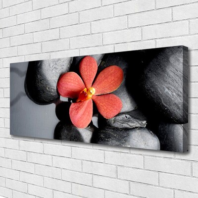 Canvas print Flower stones art red grey