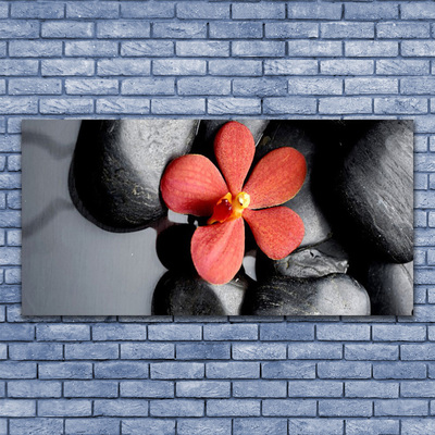 Canvas print Flower stones art red grey