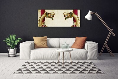 Canvas print Dragon art green red