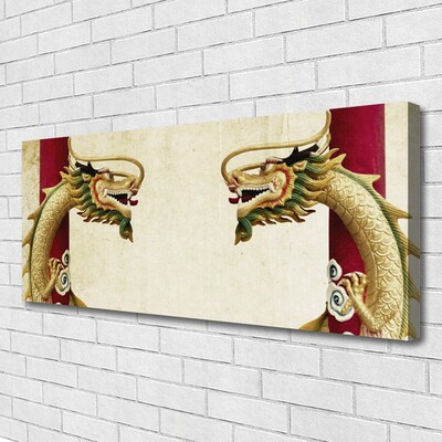 Canvas print Dragon art green red