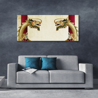 Canvas print Dragon art green red