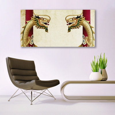 Canvas print Dragon art green red