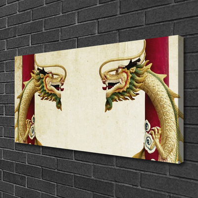 Canvas print Dragon art green red