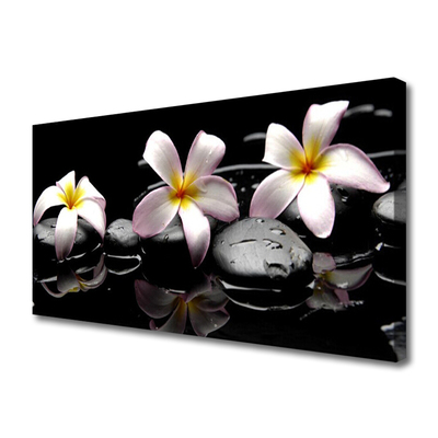 Canvas print Flower stones floral white yellow black