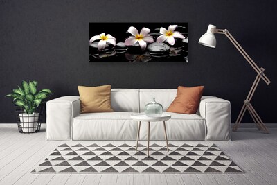 Canvas print Flower stones floral white yellow black