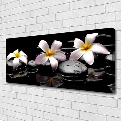 Canvas print Flower stones floral white yellow black