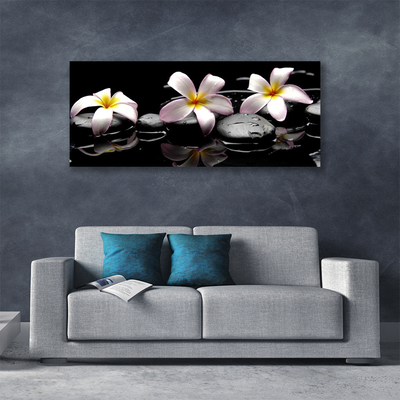 Canvas print Flower stones floral white yellow black