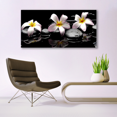 Canvas print Flower stones floral white yellow black