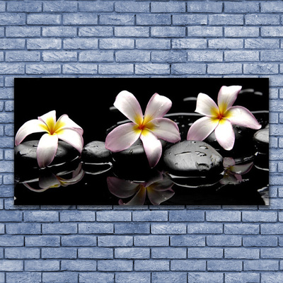 Canvas print Flower stones floral white yellow black