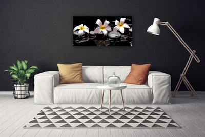 Canvas print Flower stones floral white yellow black