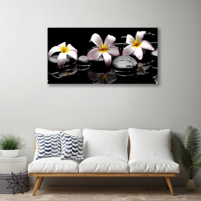 Canvas print Flower stones floral white yellow black