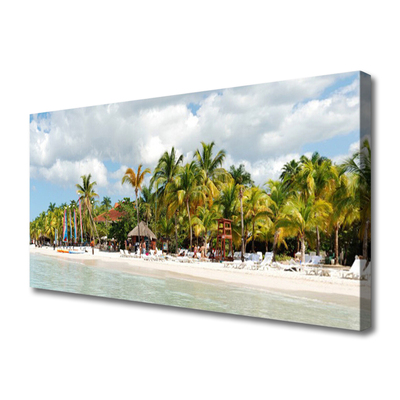 Canvas print Beach palm trees landscape brown green