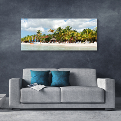 Canvas print Beach palm trees landscape brown green