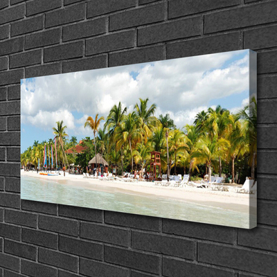 Canvas print Beach palm trees landscape brown green