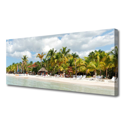 Canvas print Beach palm trees landscape brown green