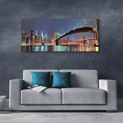 Canvas print City bridge architecture blue brown black grey
